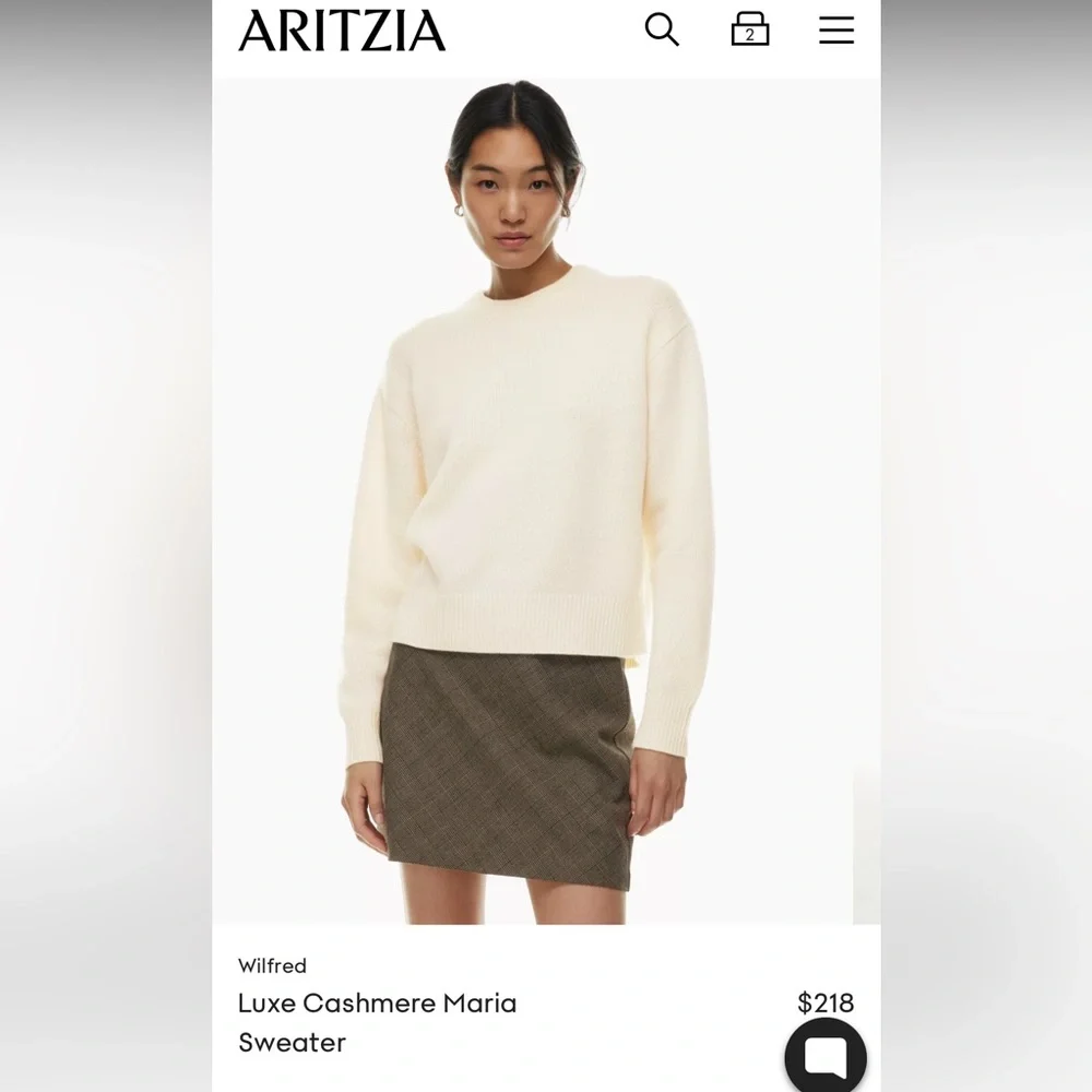 Aritzia Wilfred Luxe Cashmere Maria Sweater pink - Picture 1 of 4